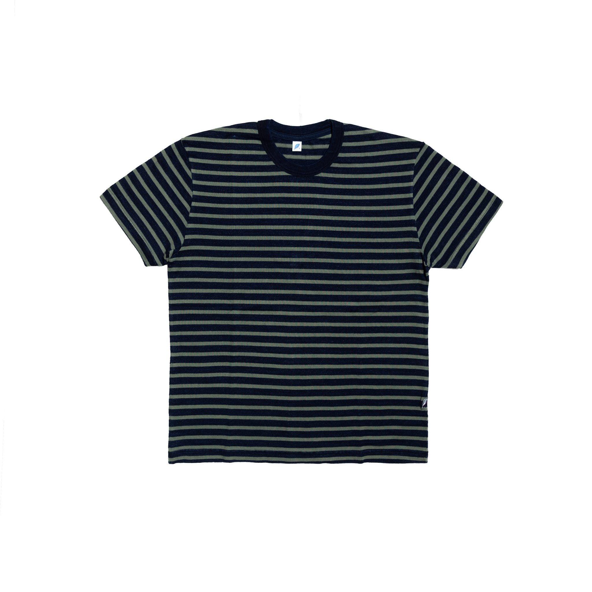 SS-5407-2 HEAVYWEIGHT STRIPED TEE L/S - INDIGO X OLIVE