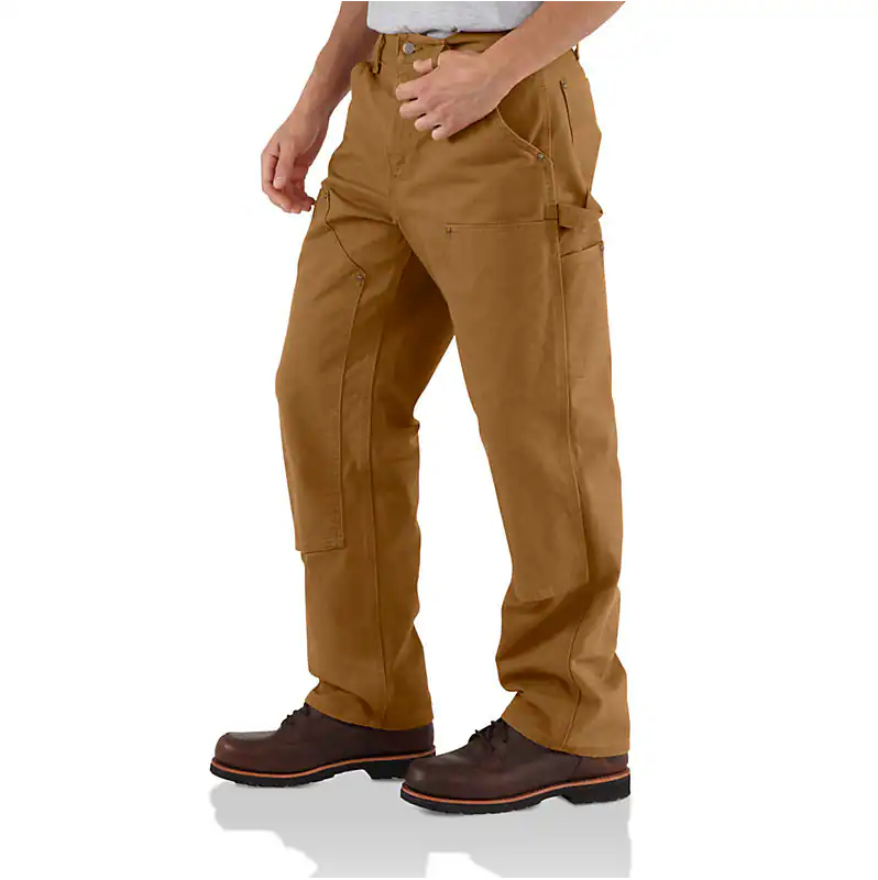 LOOSE STRAIGHT WASHED DUCK DOUBLE-FRONT DUNGAREE WORK PANTS - CARHARTT BROWN