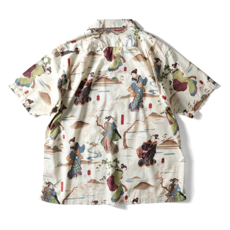 41169 × Utagawa Kuniyoshi COTTON RAYON ALOHA SHIRT (Sumida River Morning Mist) - NATURAL