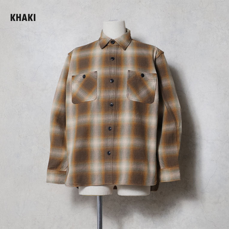 41252 OMBRE CHECK VIYELLA SHIRT - KHAKI