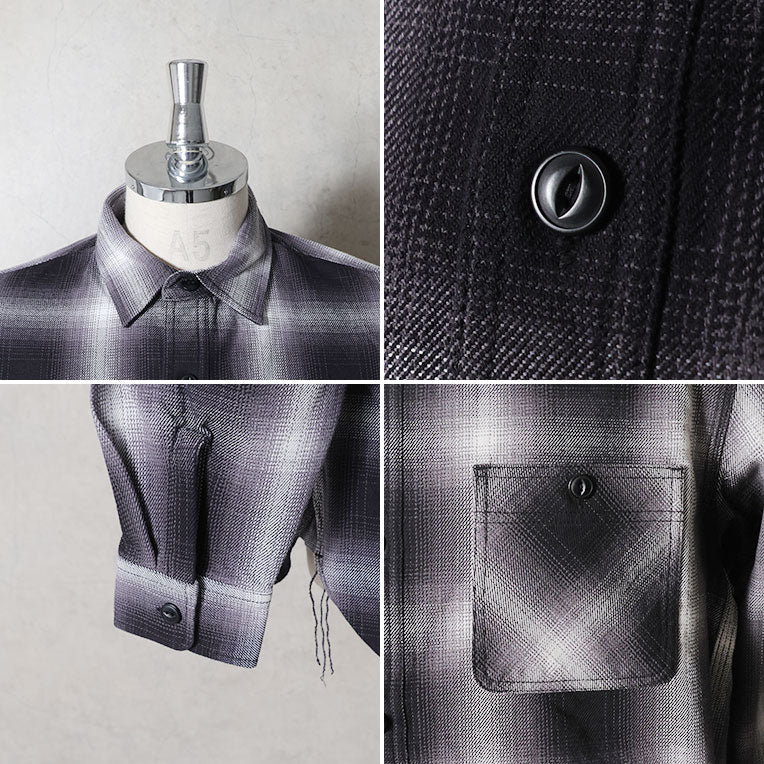 41252 OMBRE CHECK VIYELLA SHIRT - BLACK