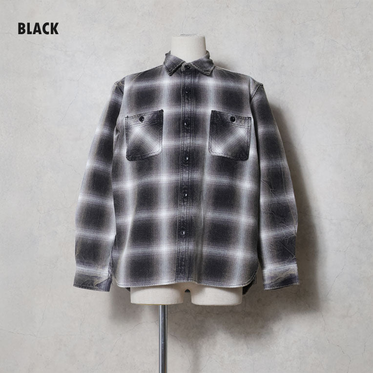 41252VW VINTAGE OMBRE CHECK VIYELLA SHIRT - BLACK