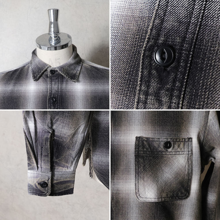 41252VW VINTAGE OMBRE CHECK VIYELLA SHIRT - BLACK