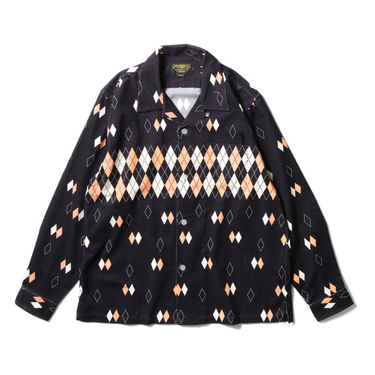 41261 PRINT CORDUROY SHIRT (ARGYLE) - BLACK