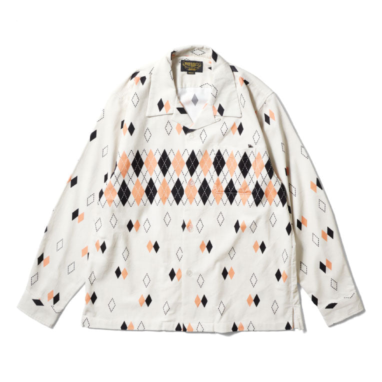 41261 PRINT CORDUROY SHIRT (ARGYLE) - WHITE