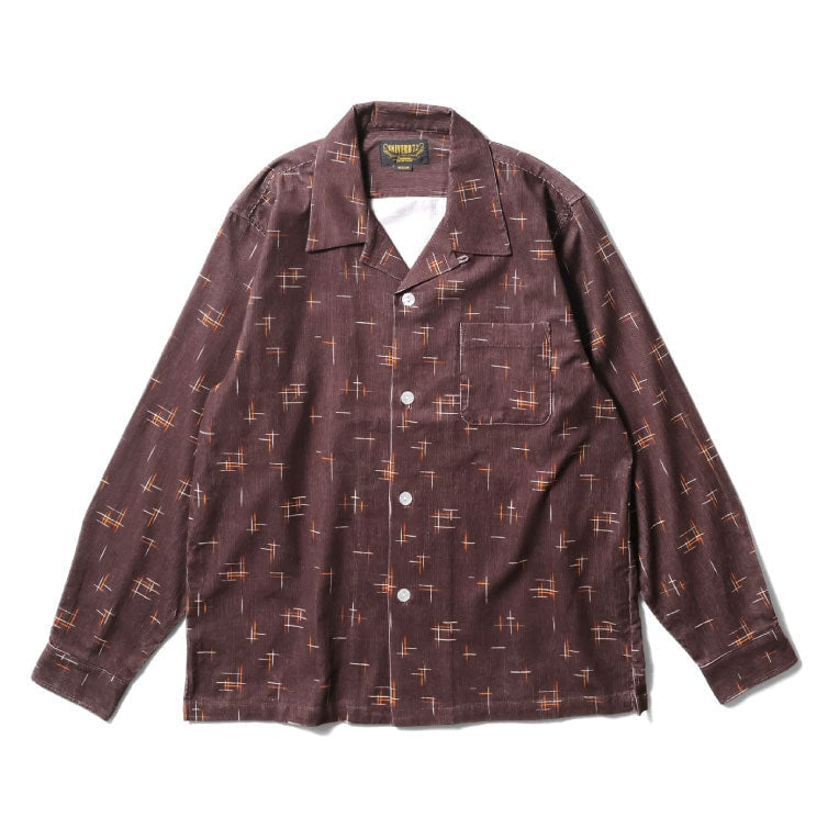 41262 PRINT CORDUROY SHIRT (KASURI) - BROWN