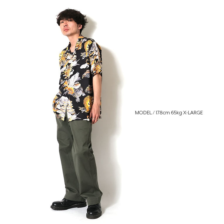 41265 ALOHA SHIRT (Three Tomoe) - BLACK