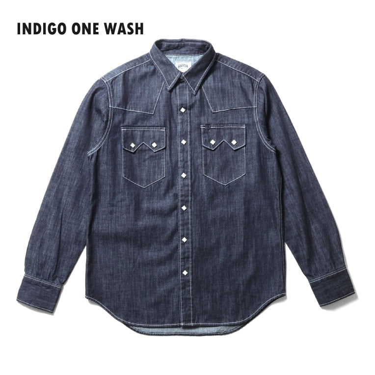 新品 LV DENIM WESTERN SHIRTS ONE-WASHED 41283 SLUB DENIM WESTERN SHIRT - INDIGO ONE WASH