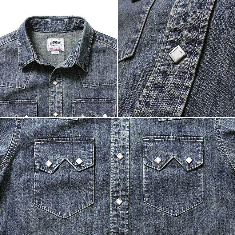 41283 SLUB DENIM WESTERN SHIRT - INDIGO VINTAGE WASH