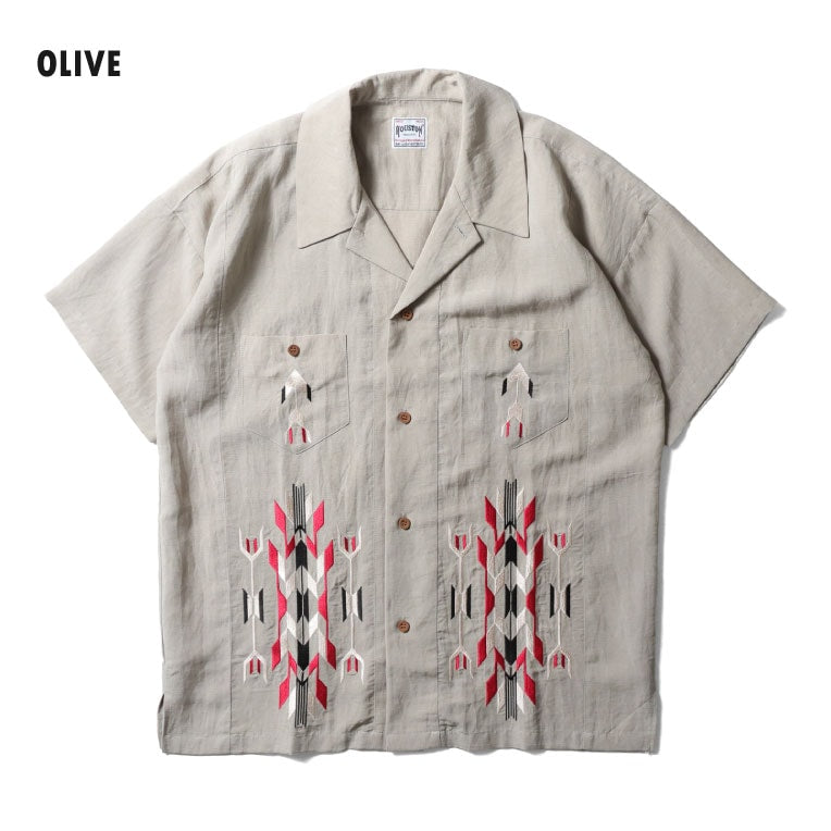 41330 LINEN CHIMAYO SHIRT - OLIVE
