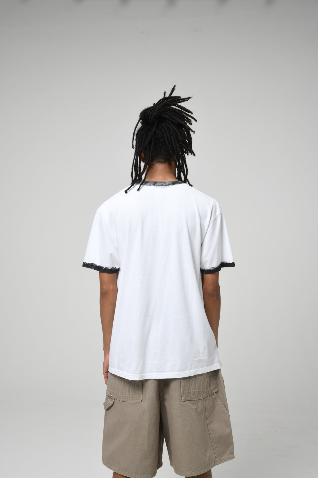 #7 VINYL TRIM TEE - WHITExBLACK