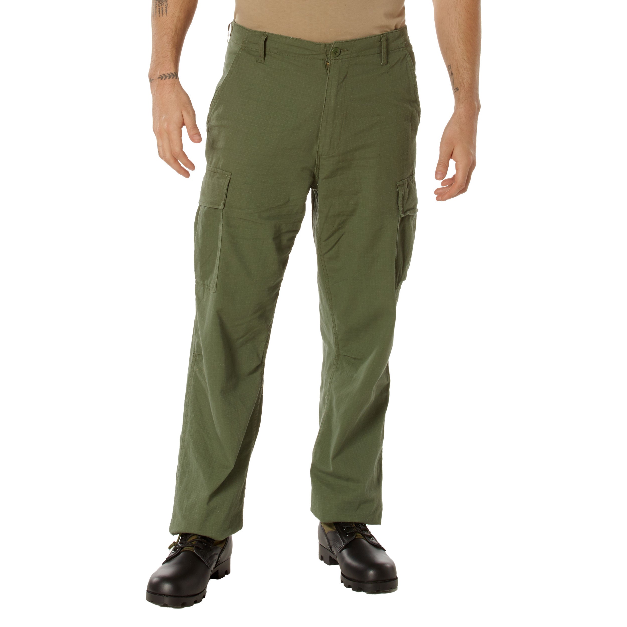 Vintage Vietnam Rip-Stop Fatigue Pants - OLIVE DRAB