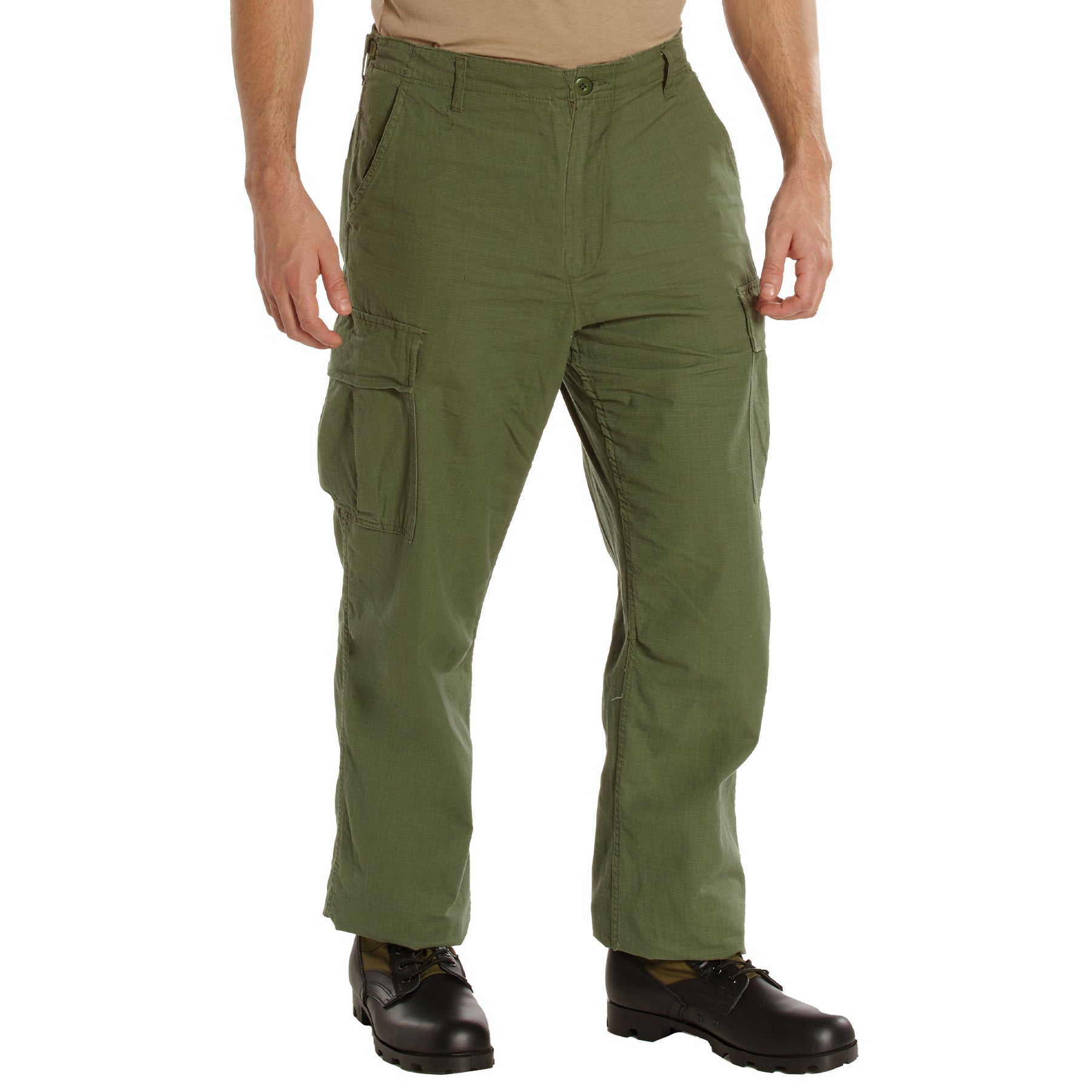 Vintage Vietnam Rip-Stop Fatigue Pants - OLIVE DRAB