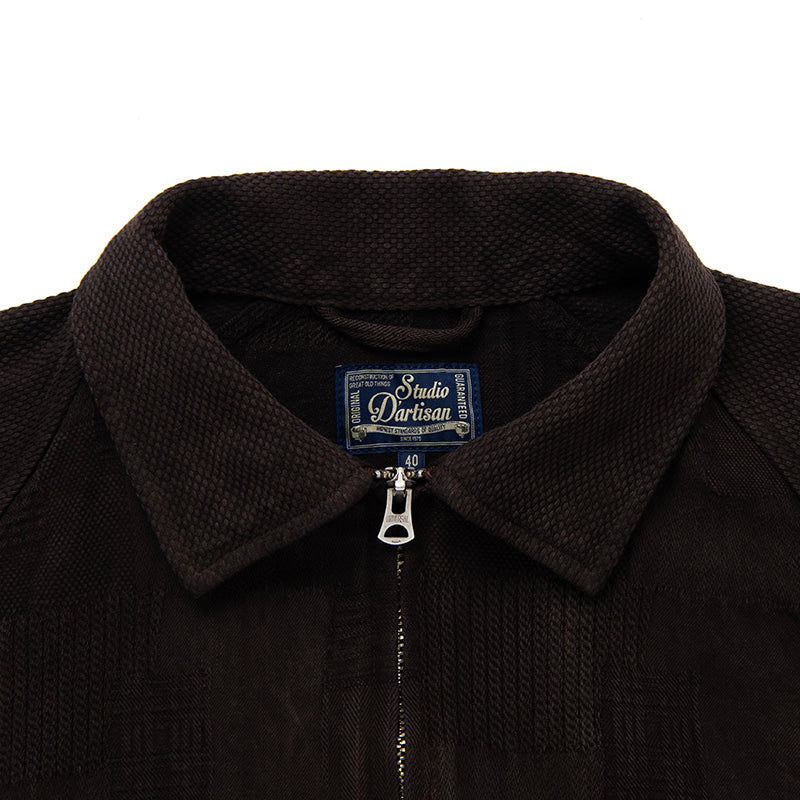 4604 Amami Mud-dyed BORO Jacquard Jacket - DARK BROWN