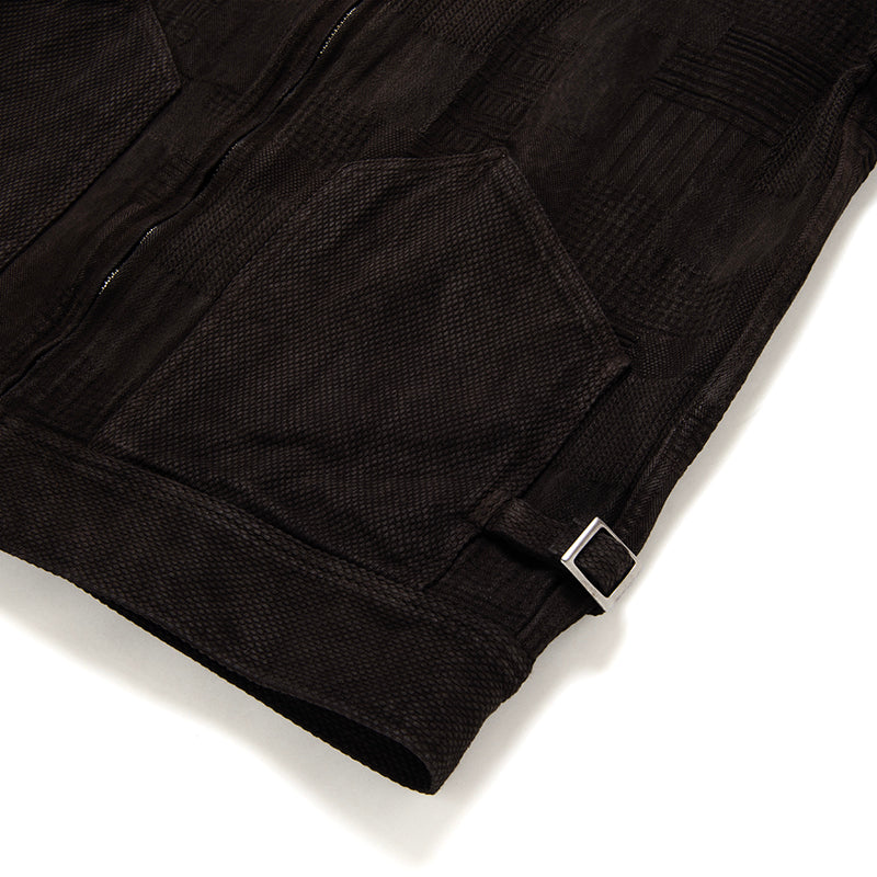 4604 Amami Mud-dyed BORO Jacquard Jacket - DARK BROWN