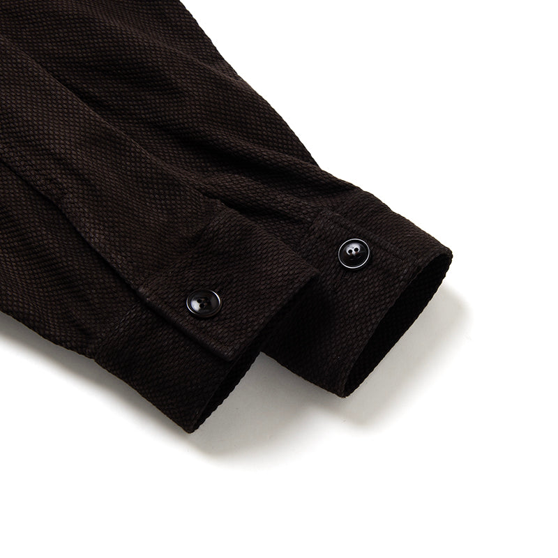4604 Amami Mud-dyed BORO Jacquard Jacket - DARK BROWN