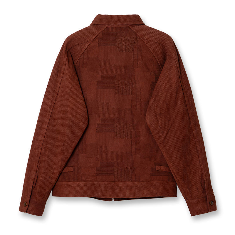 4604 Amami Mud-dyed BORO Jacquard Jacket - BROWN