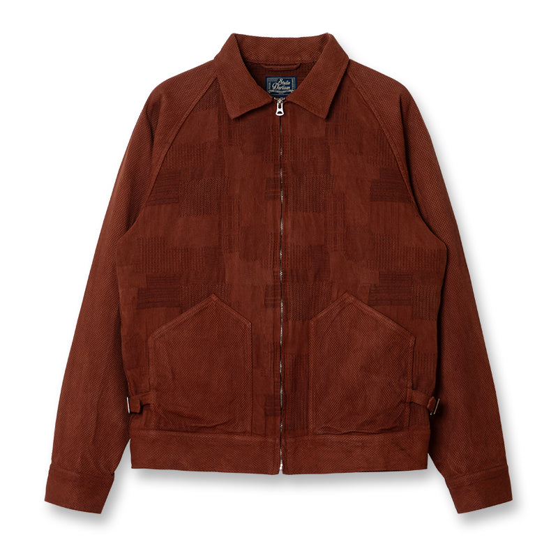 4604 Amami Mud-dyed BORO Jacquard Jacket - BROWN