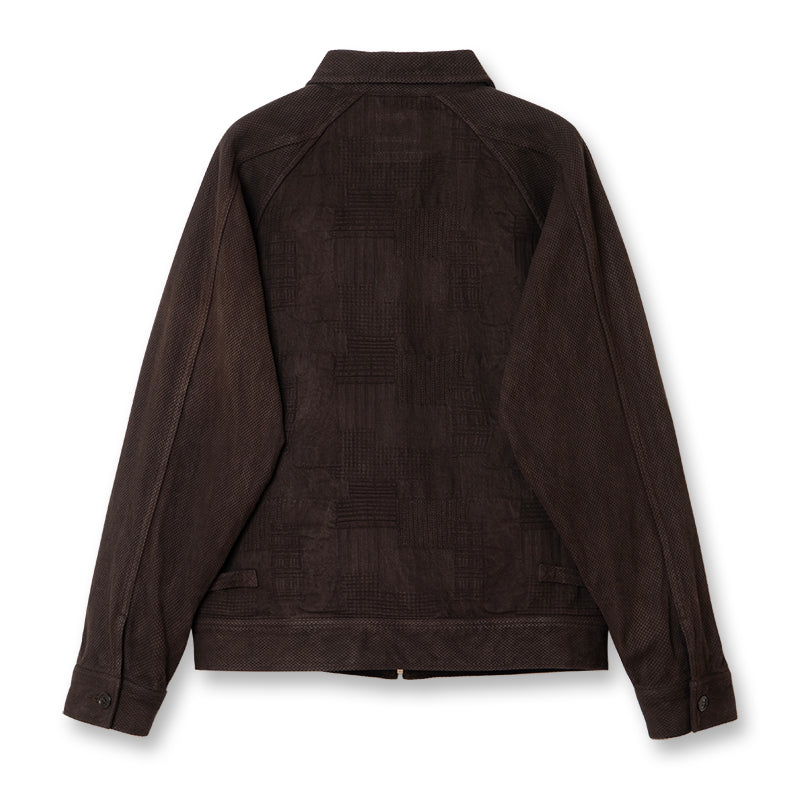 4604 Amami Mud-dyed BORO Jacquard Jacket - DARK BROWN