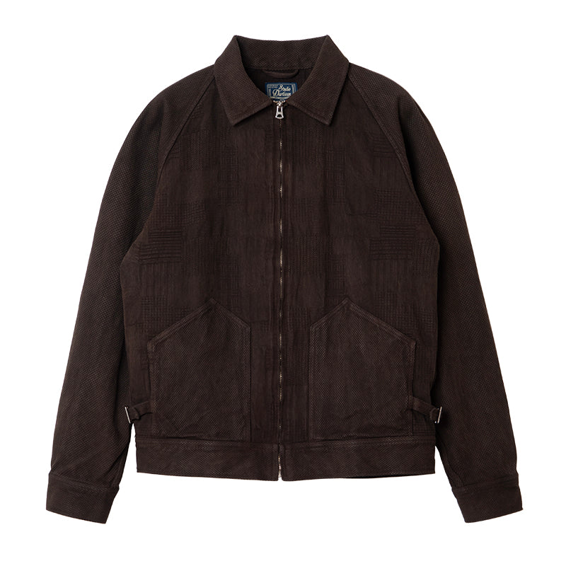 4604 Amami Mud-dyed BORO Jacquard Jacket - DARK BROWN