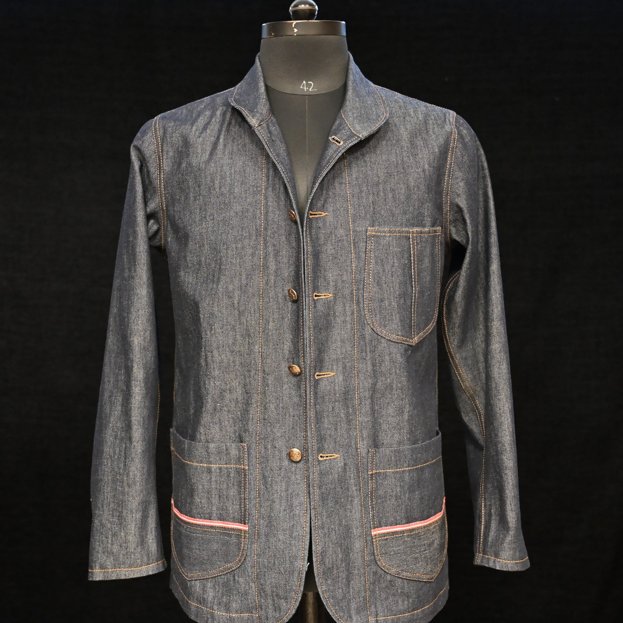 AK/PR/LOT1/CJKT/007 The Saloon - Denim 3-pocket Patch Selvedge Jacket - INDIGO