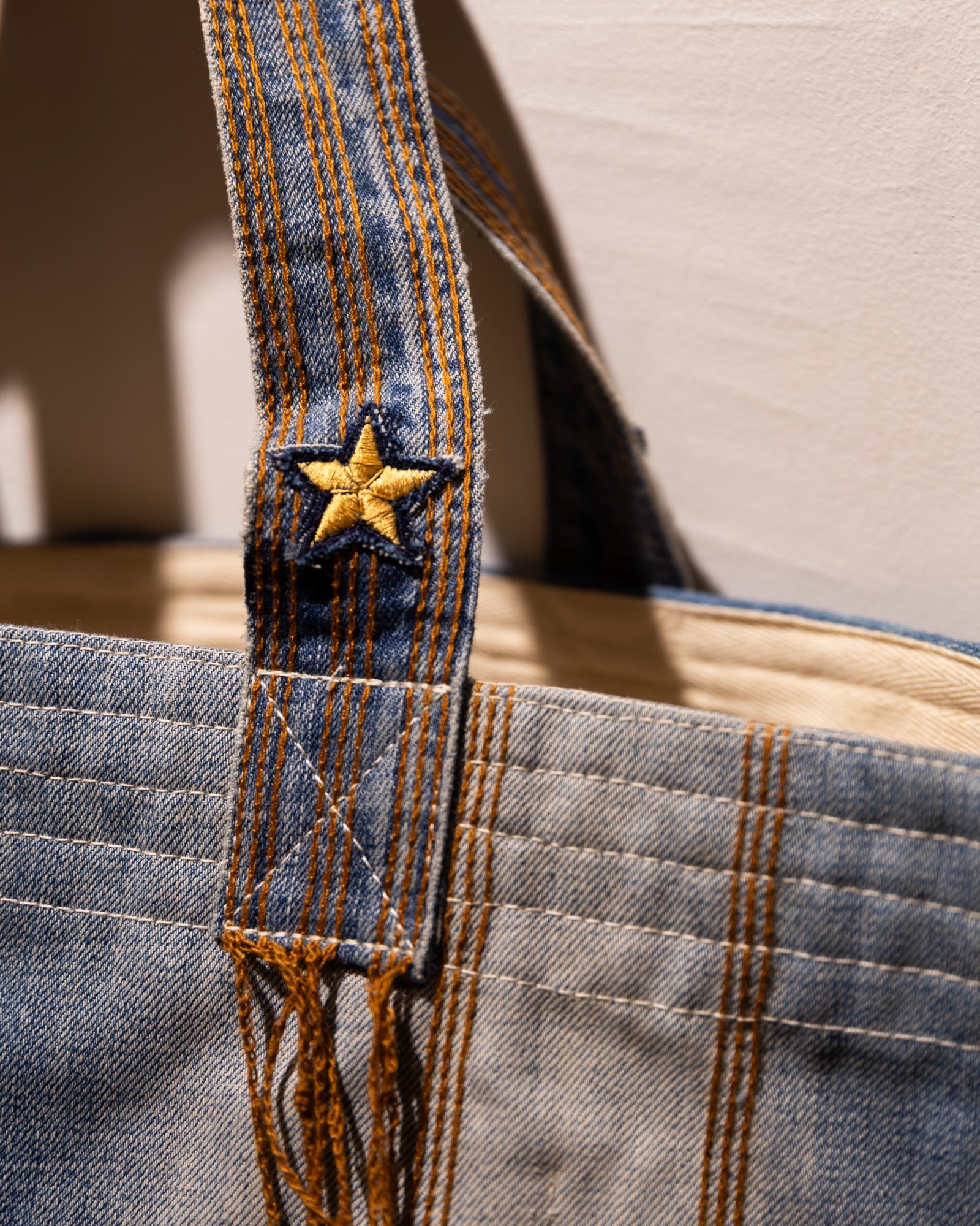 AK/PR/LOT1/ACC/002 Handmade Vintage Two Star Denim Tote - INDIGO