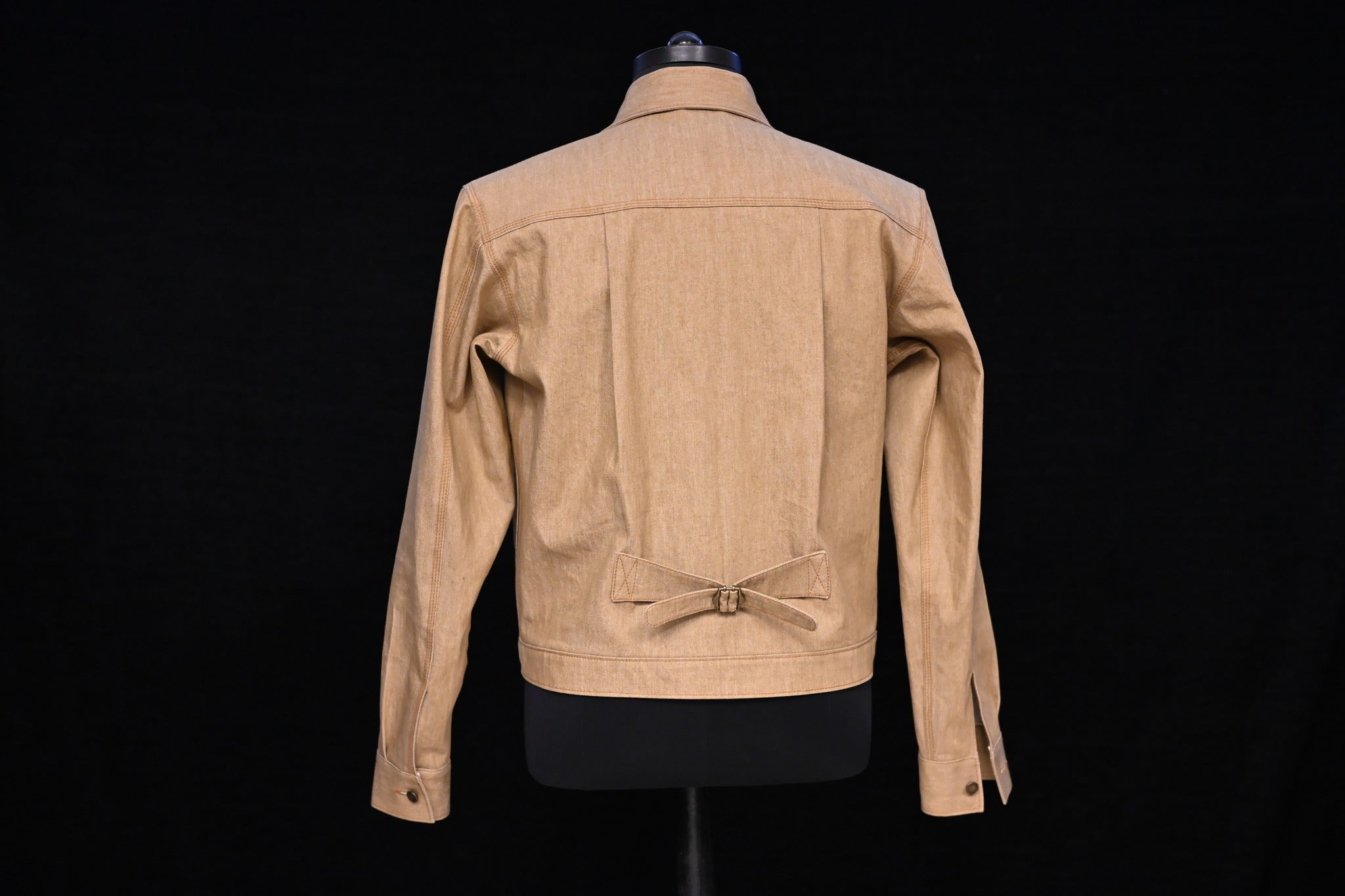 AK/PR/LOT1/JKT/021 Type-1 Military Document Pocket Patch Denim Jacket with Rounded Yoke (Japan Selv) - KHAKI