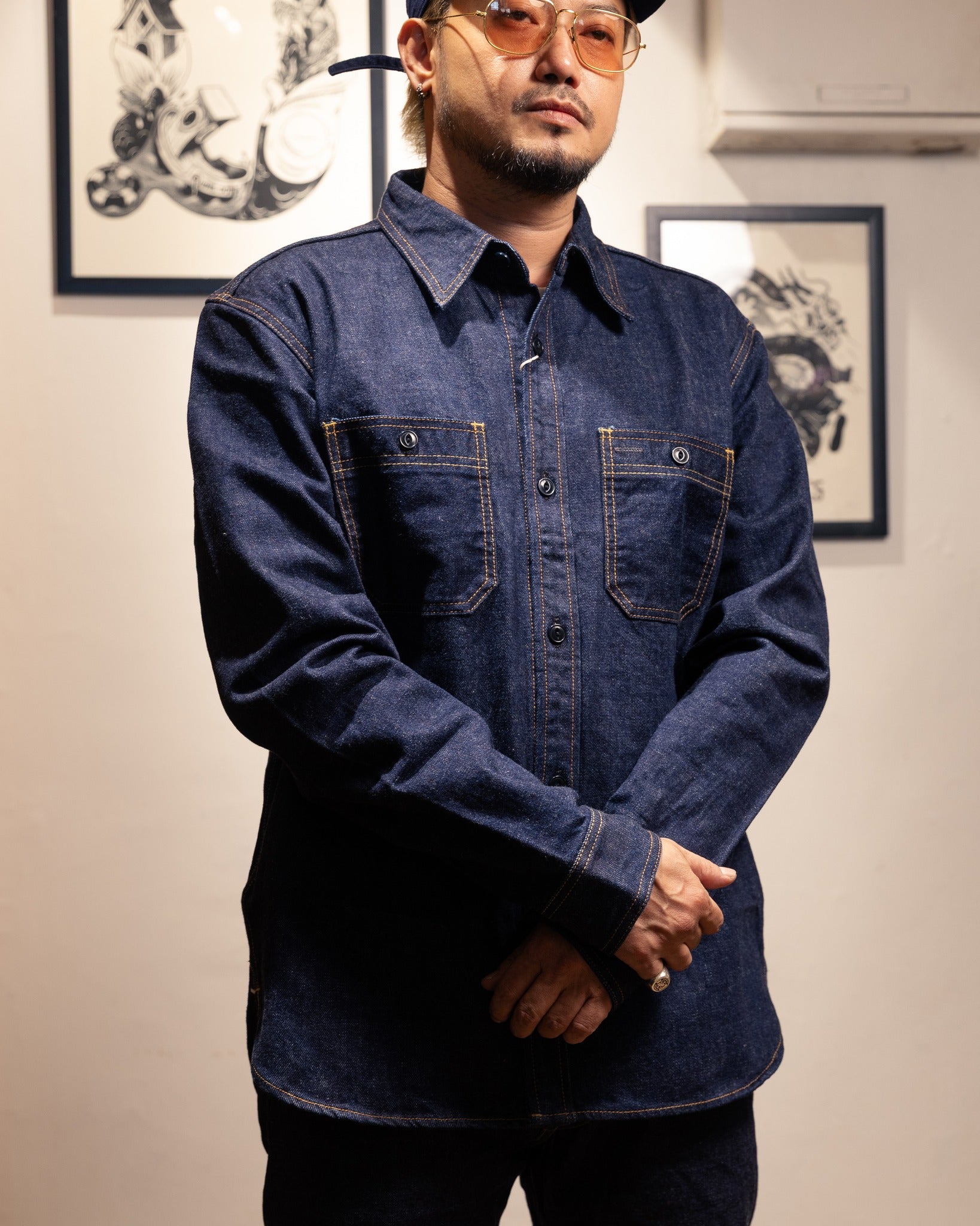 SP-093 45th Ishikawadai denim work shirt - INDIGO