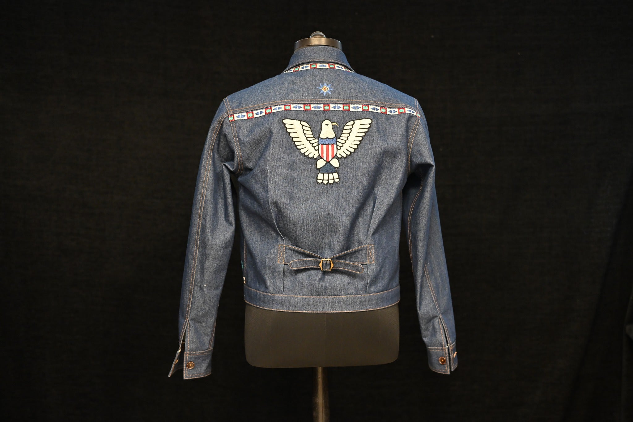 AK/PR/LOT1/JKT/005 Navajo Embroidered Denim Jacket (Japan Selv Phoenix) - INDIGO