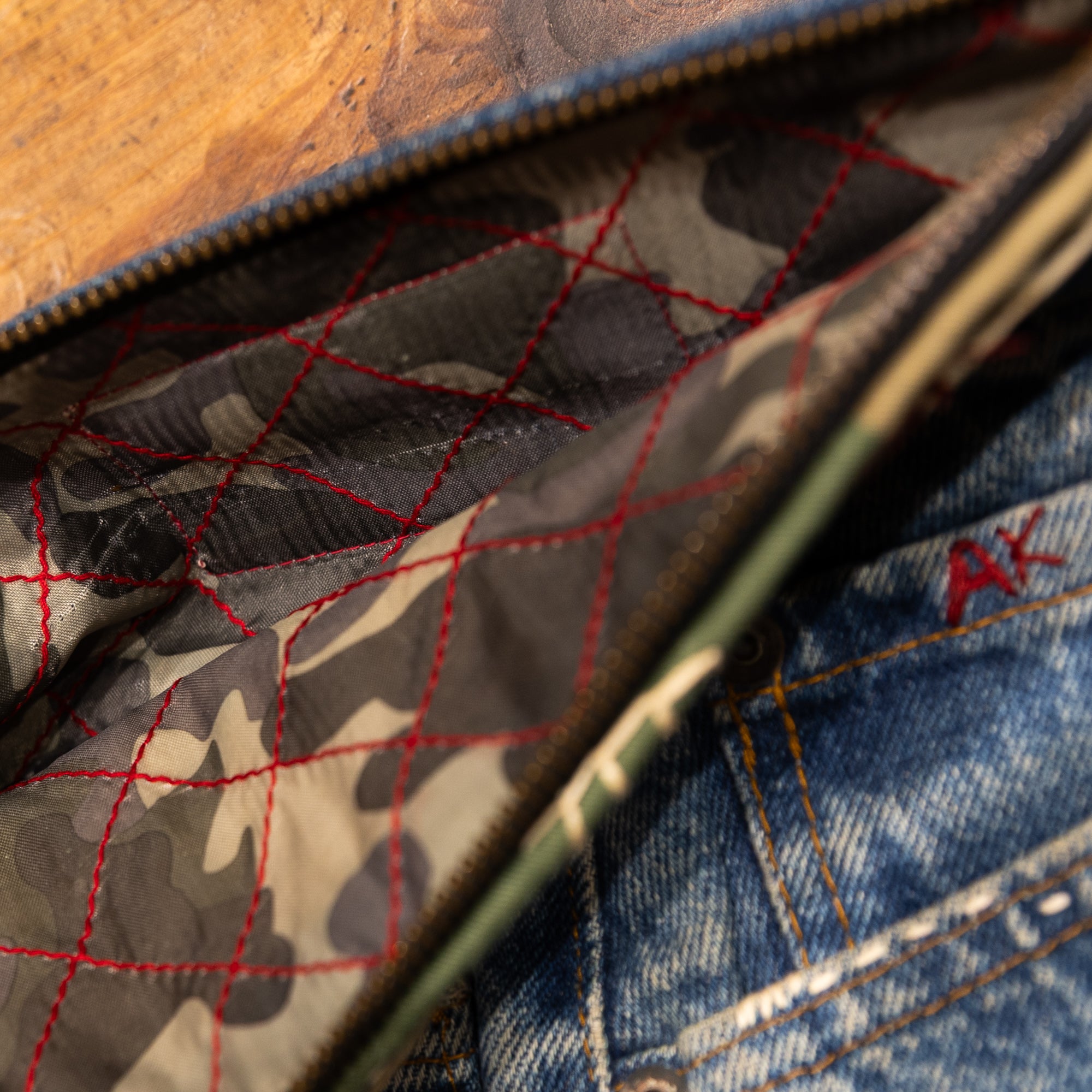 AK/PR/LOT1/ACC/010 Vintage Denim Laptop/iPad Sleeve with Hand Sashiko & Emb Detail - INDIGO