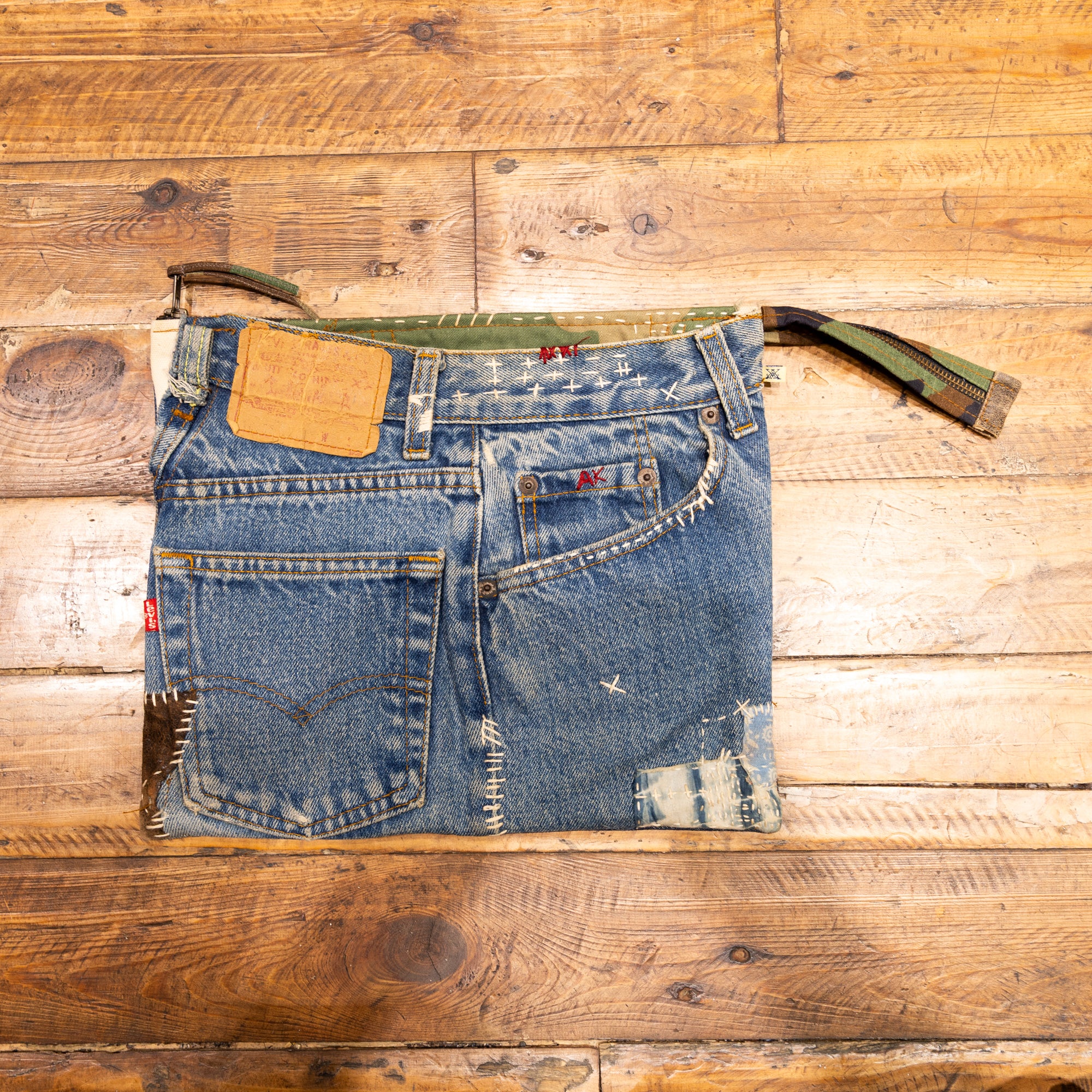 AK/PR/LOT1/ACC/010 Vintage Denim Laptop/iPad Sleeve with Hand Sashiko & Emb Detail - INDIGO