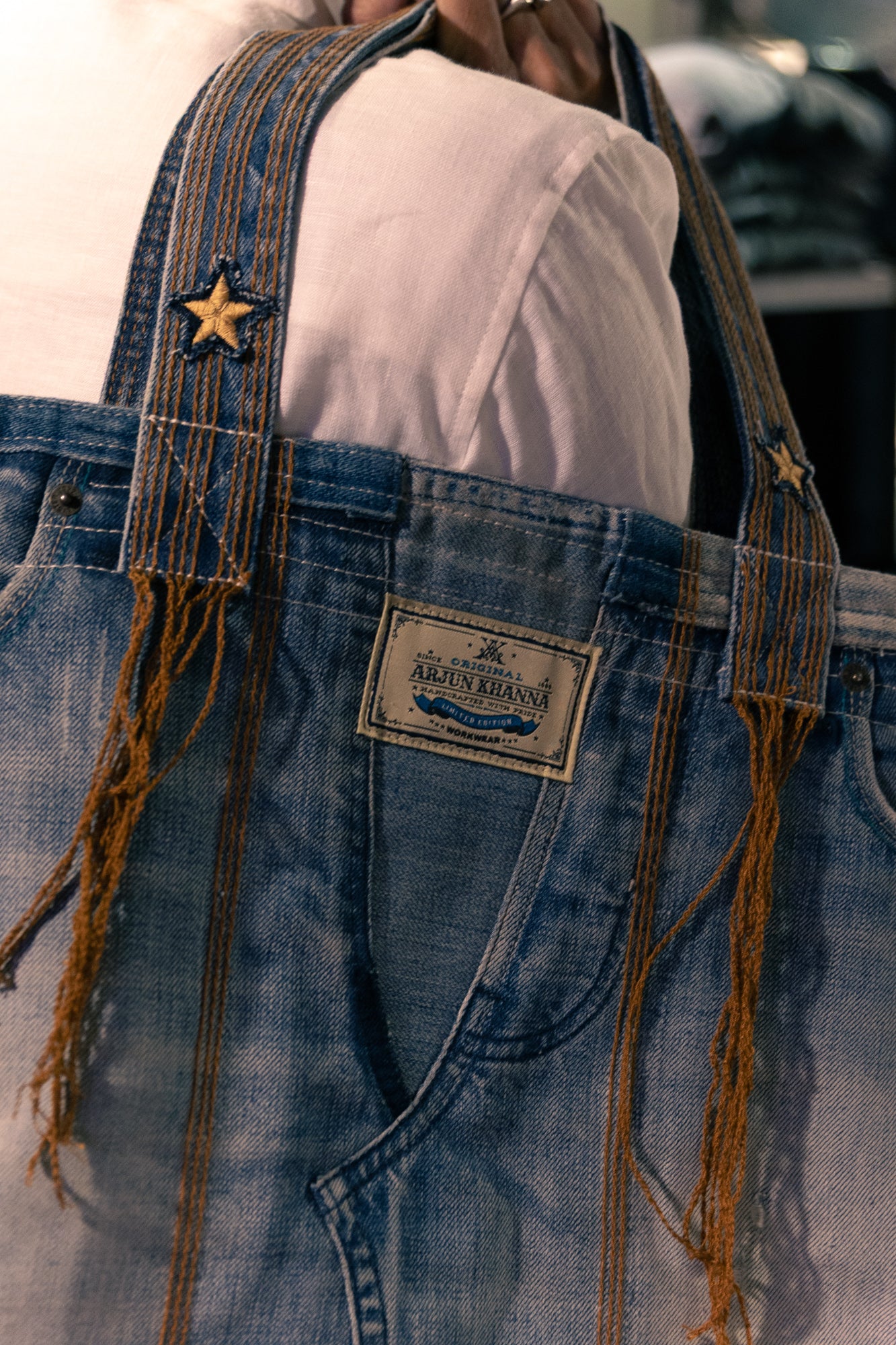 AK/PR/LOT1/ACC/002 Handmade Vintage Two Star Denim Tote - INDIGO