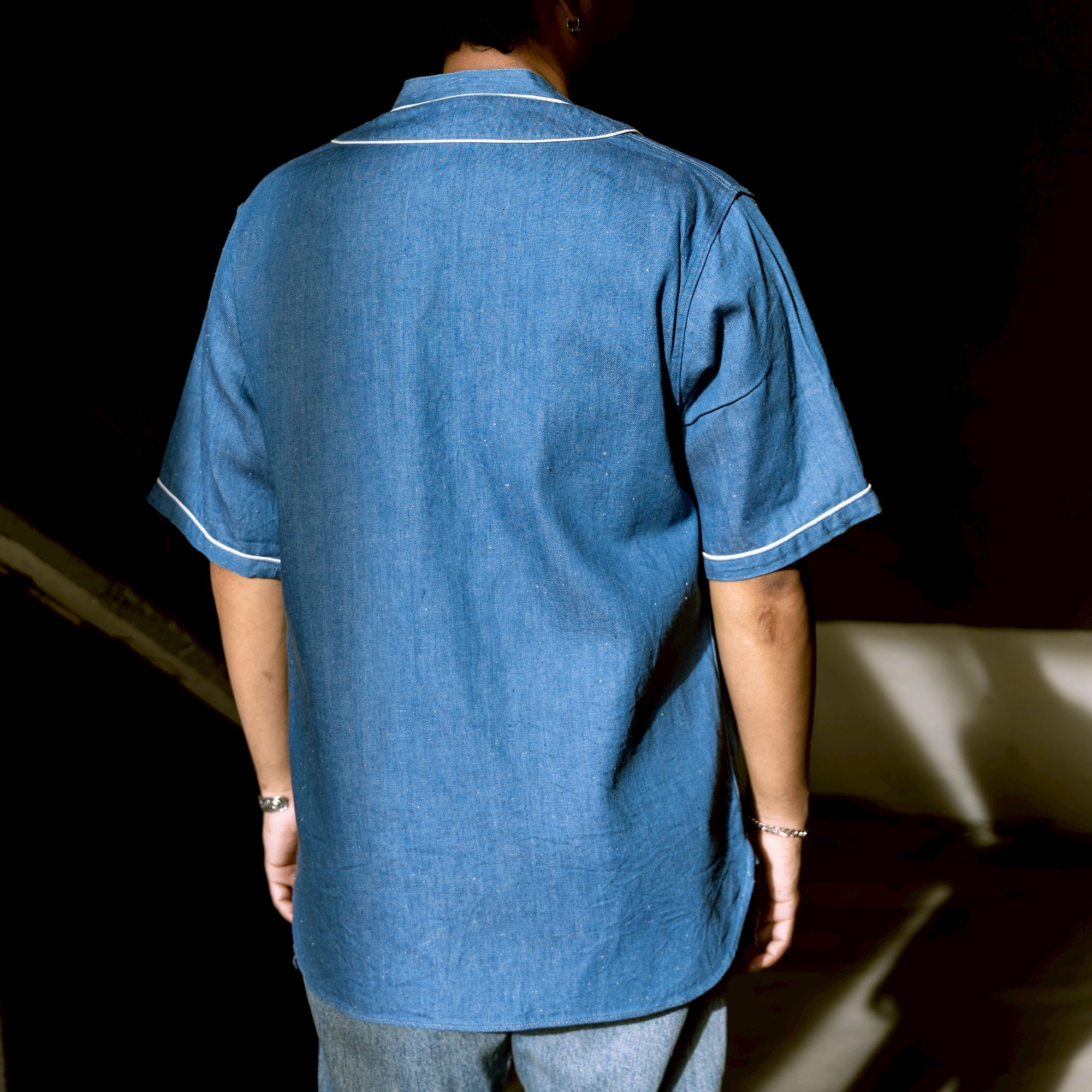 F3490 DENIM BASEBALL SHIRT - BLUE