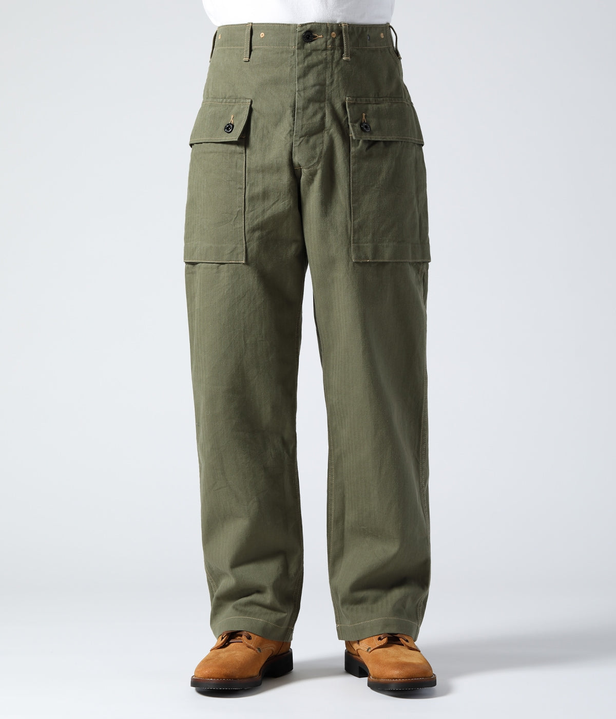 BR42501 US MARINE CORPS M-1944 HERRINGBONE PANTS SHORT LENGTH - OLIVE