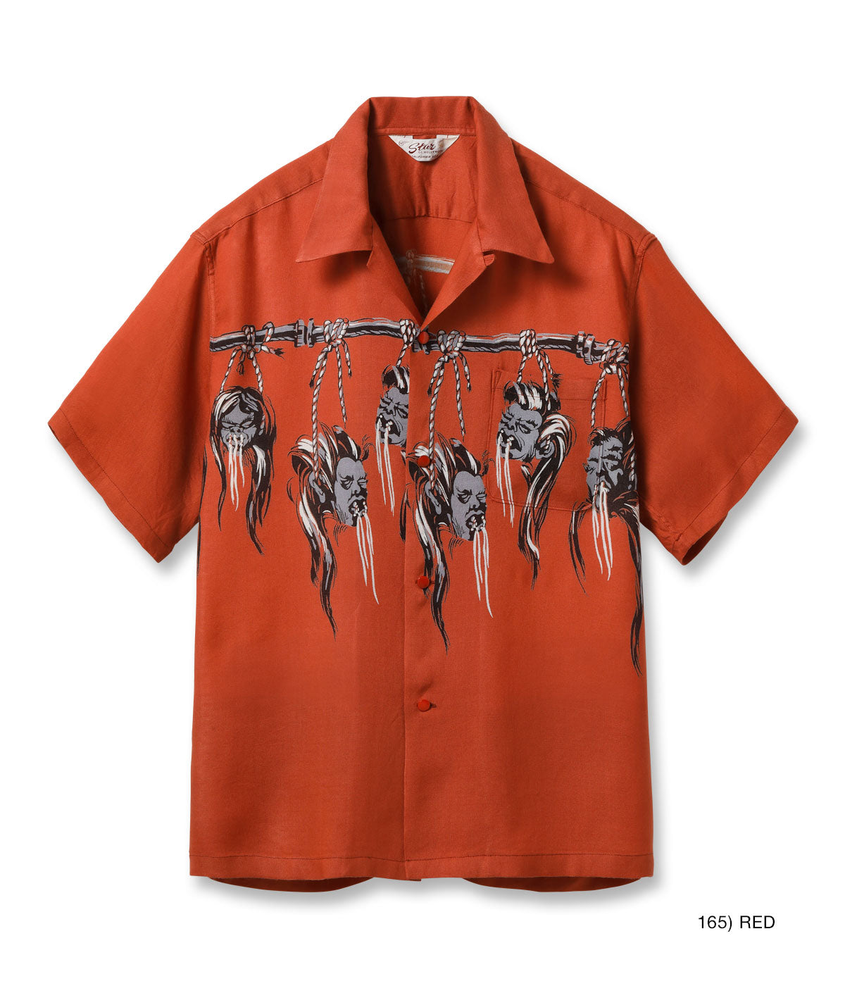 SH39705 HOPSACK RAYON OPEN SHIRT SHRUNKEN HEAD - RED