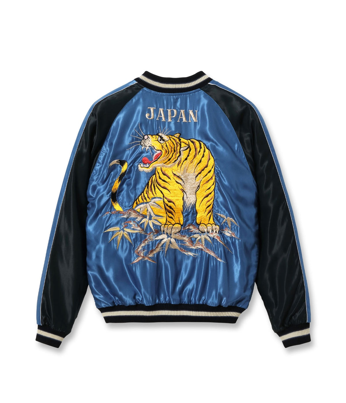TT15972-119 Early 1950s Style Acetate Souvenir Jacket EAGLE x ROARING TIGER - BLACK/NAVY