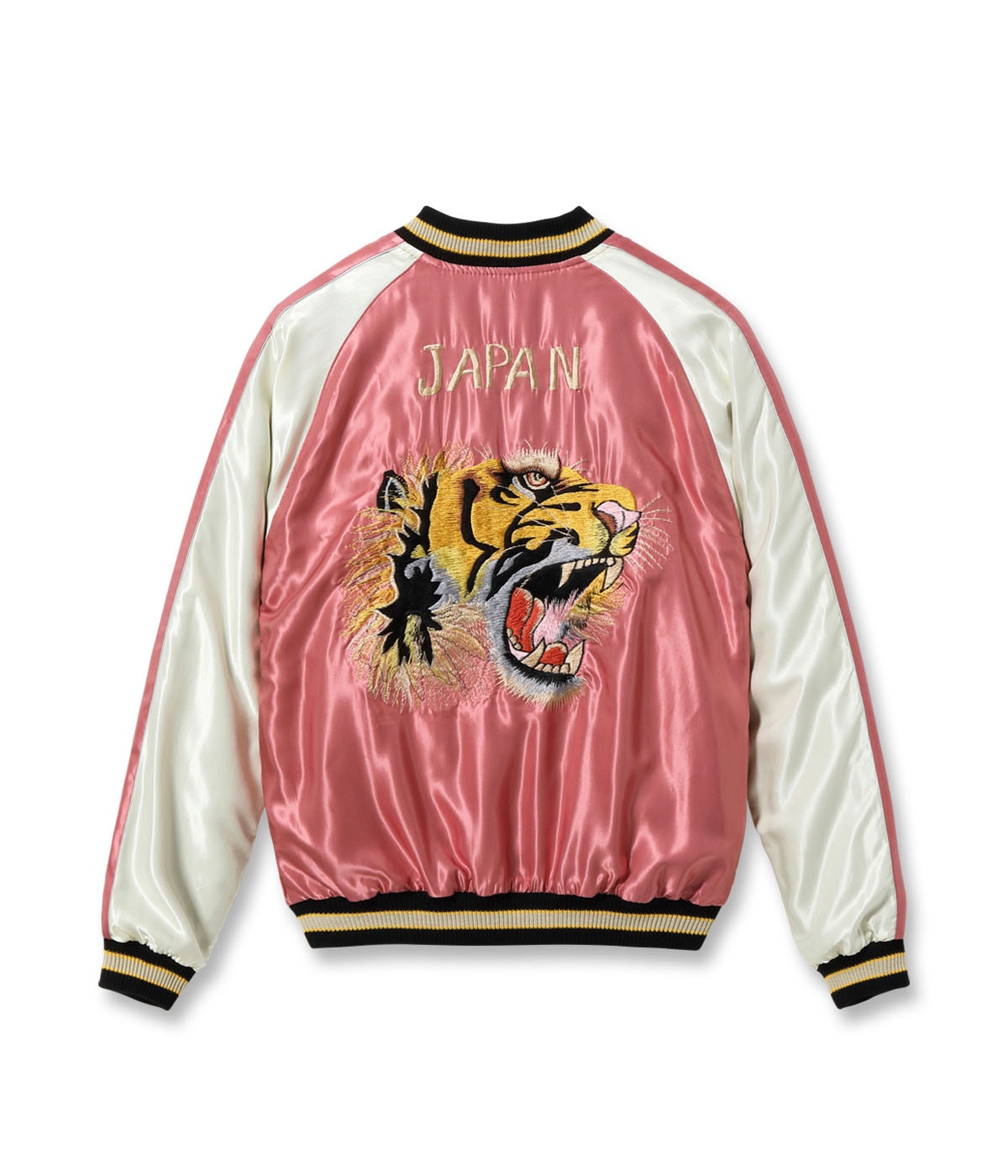 TT15972-119 Early 1950s Style Acetate Souvenir Jacket EAGLE x ROARING TIGER - BLACK/PINK