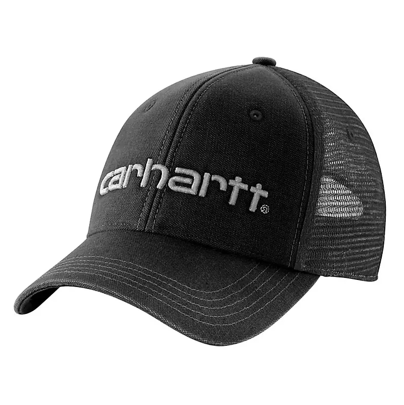 CANVAS MESH-BACK LOGO GRAPHIC CAP - BLACK