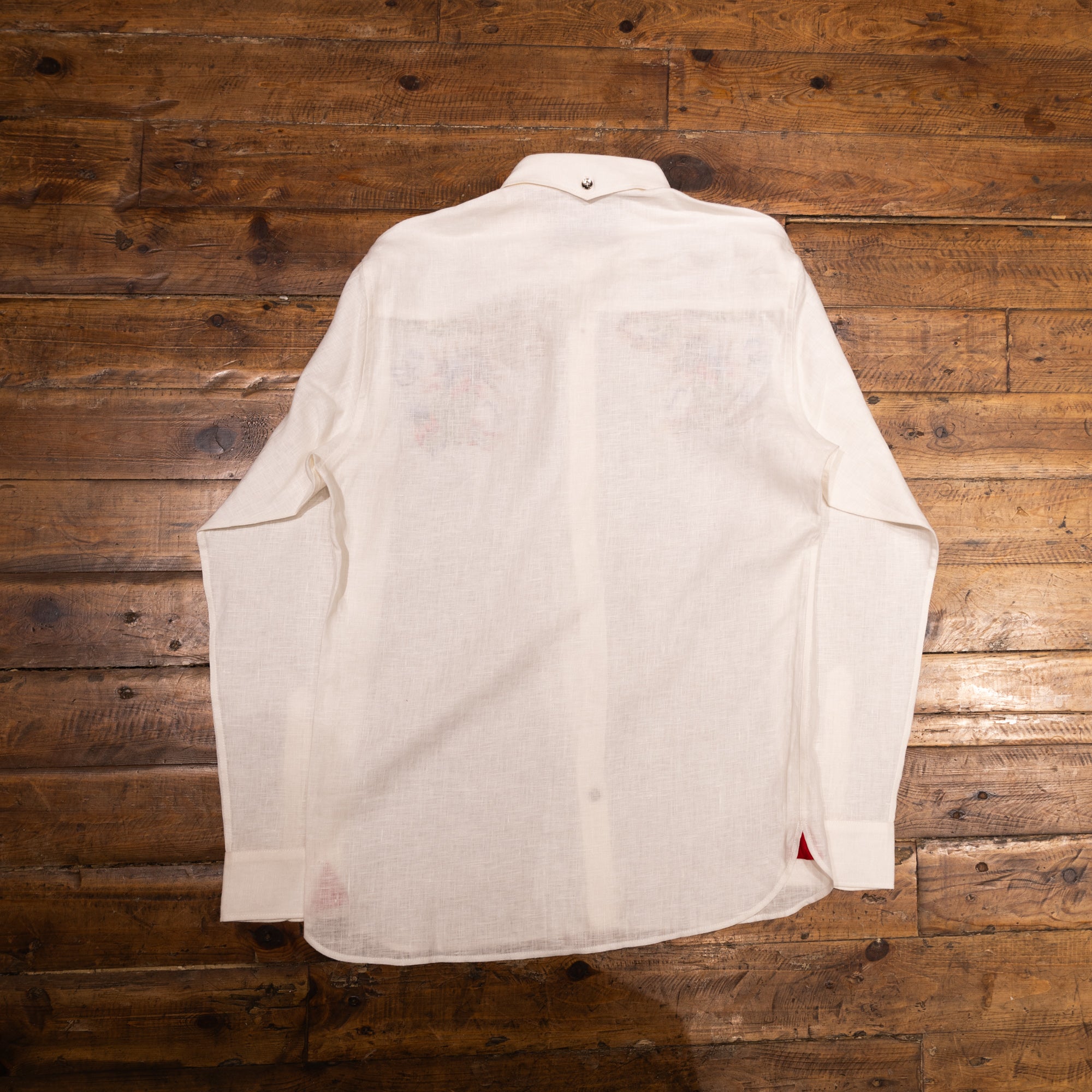 AK/PR/LOT1/SHRT039 Hand embroidered Birds of Paradise Linen Shirt (White) - WHITE