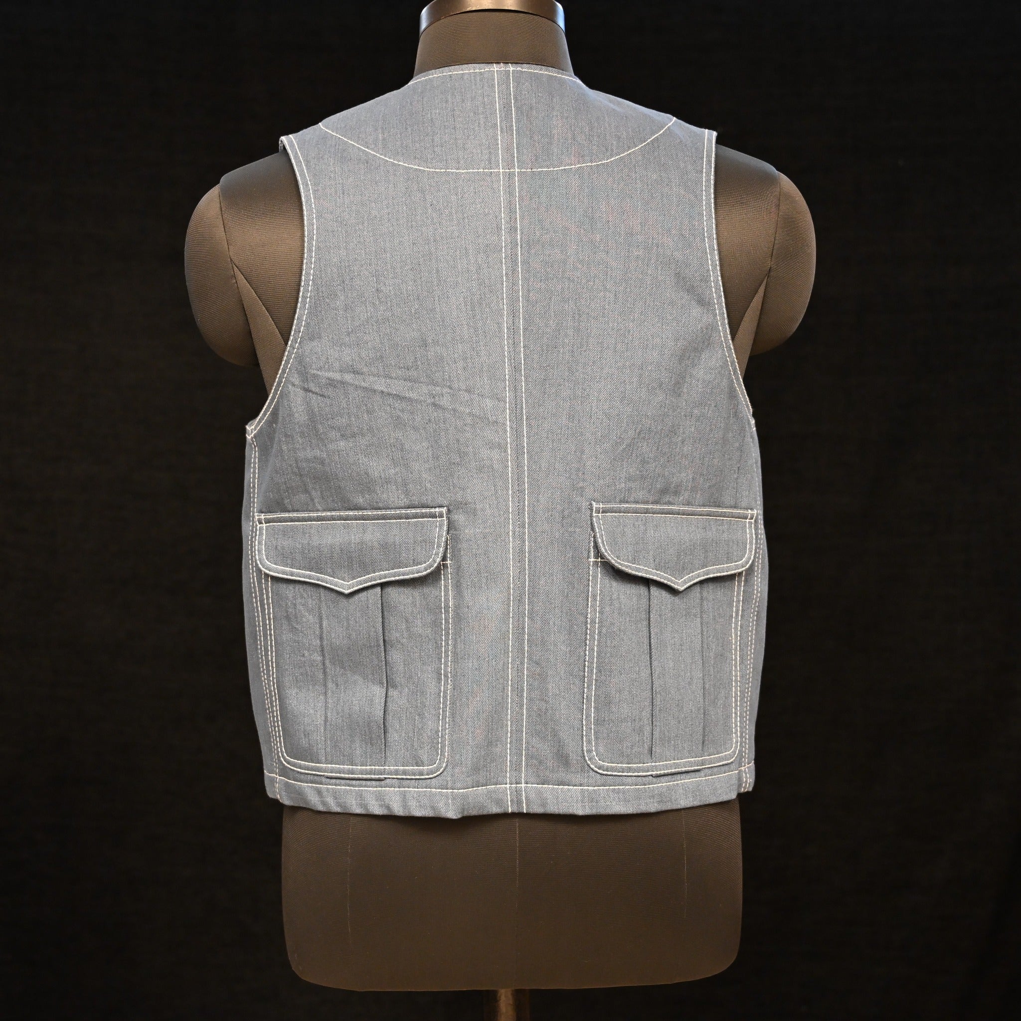 AK/PR/LOT1/VEST/011 The Denim Workwear 4 Pocket Waistcoat (Japan Selv) - INDIGO
