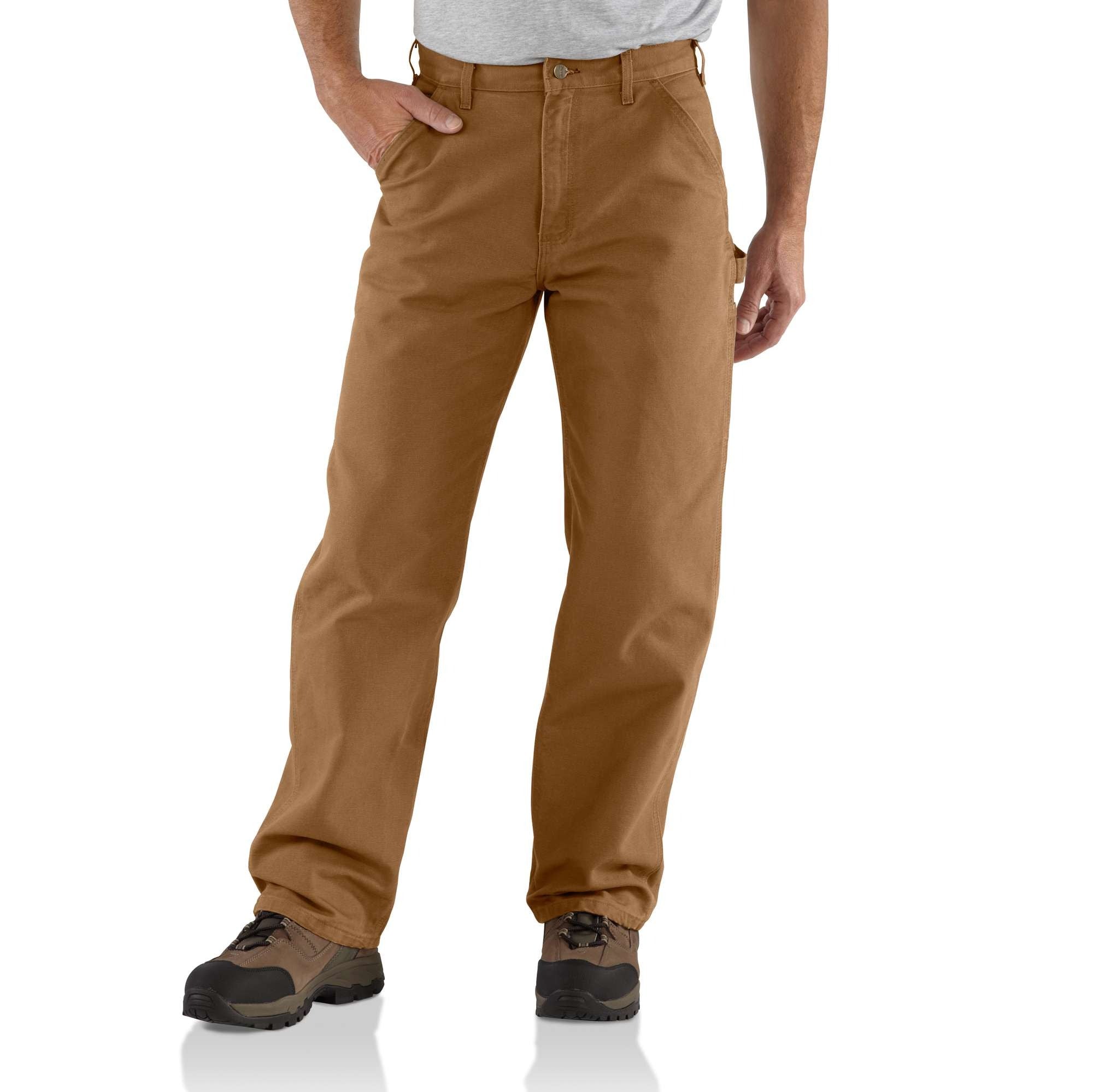 LOOSE STRAIGHT WASHED DUCK DUNGAREE WORK PANTS - CARHARTT BROWN
