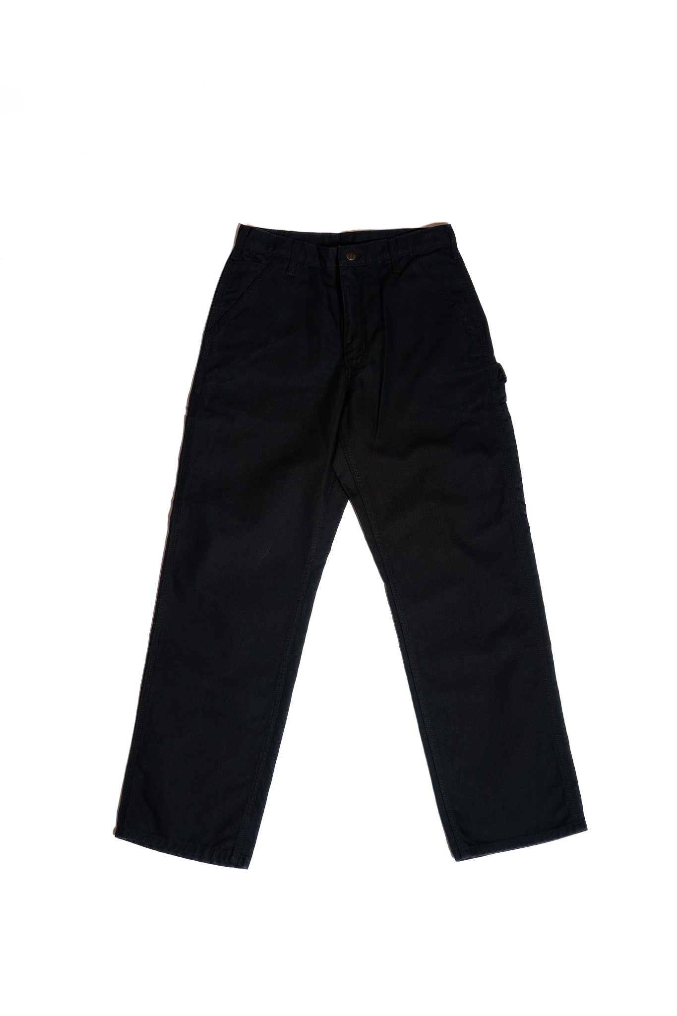 LOOSE STRAIGHT WASHED DUCK DUNGAREE WORK PANTS - BLACK