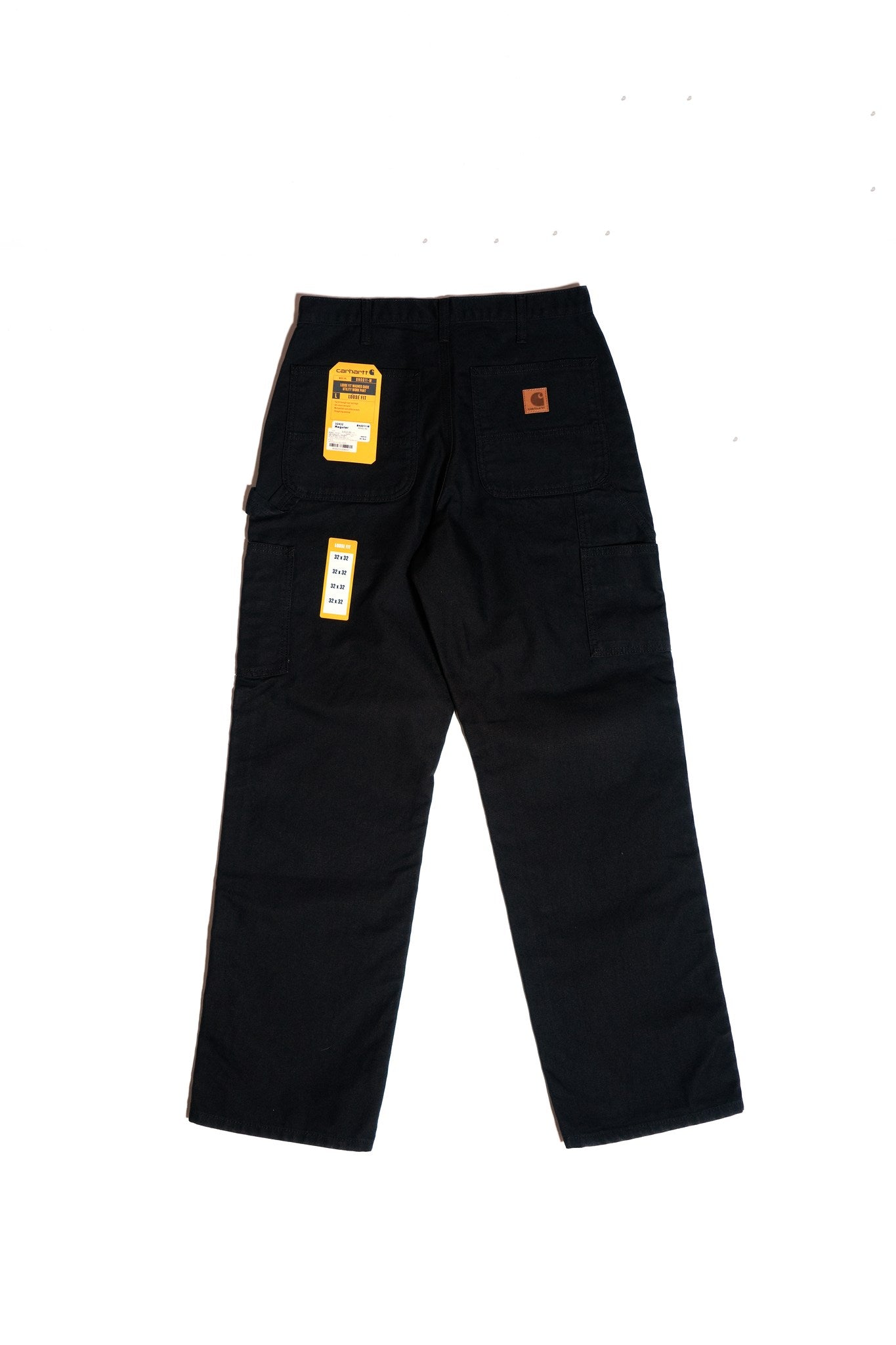 LOOSE STRAIGHT WASHED DUCK DUNGAREE WORK PANTS - BLACK