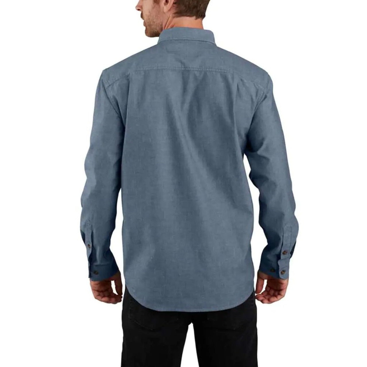 LOOSE FIT MIDWEIGHT CHAMBRAY LONG-SLEEVE SHIRT - DENIM BLUE CHAMBRAY