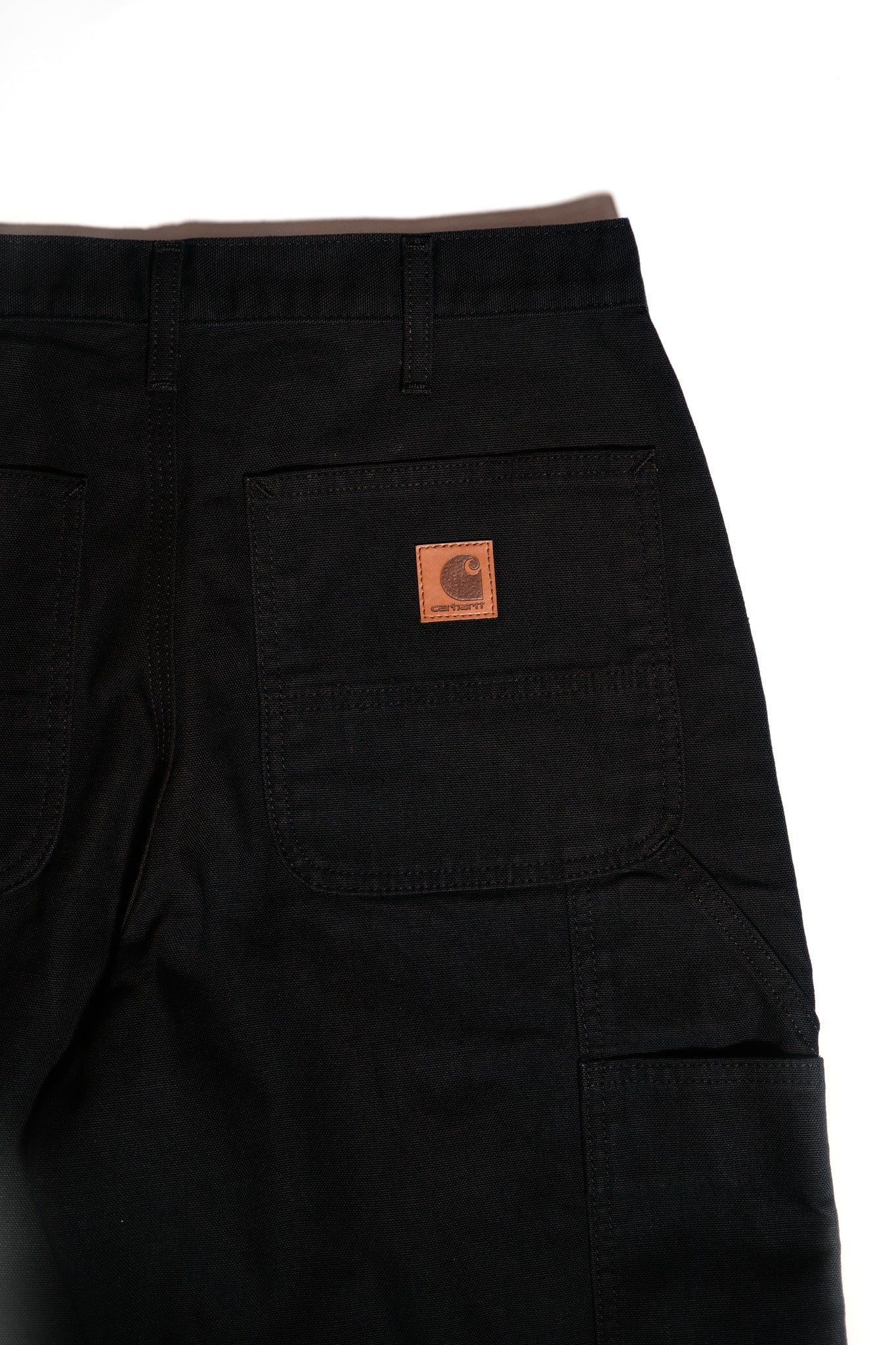 LOOSE STRAIGHT WASHED DUCK DUNGAREE WORK PANTS - BLACK