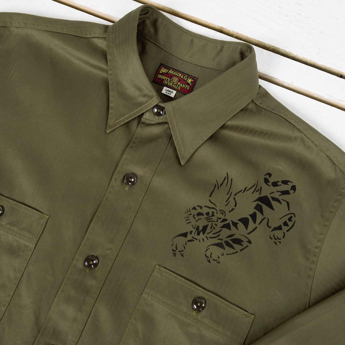 BR29476 HERRINGBONE Work Shirt Stencil Flying Tigers - INDIGO