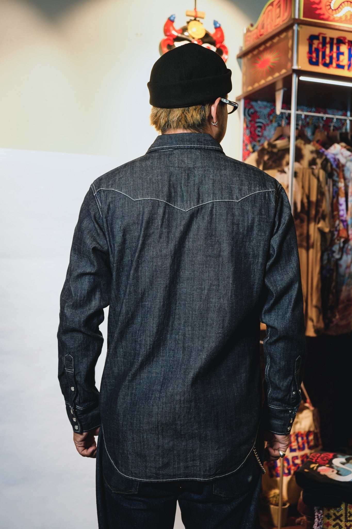 40695 USA COTTON DENIM WESTERN SHIRT - INDIGO