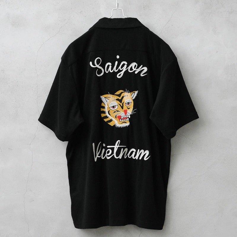 41230 PILE BOWLING SHIRT (VIETNAM) - BLACK