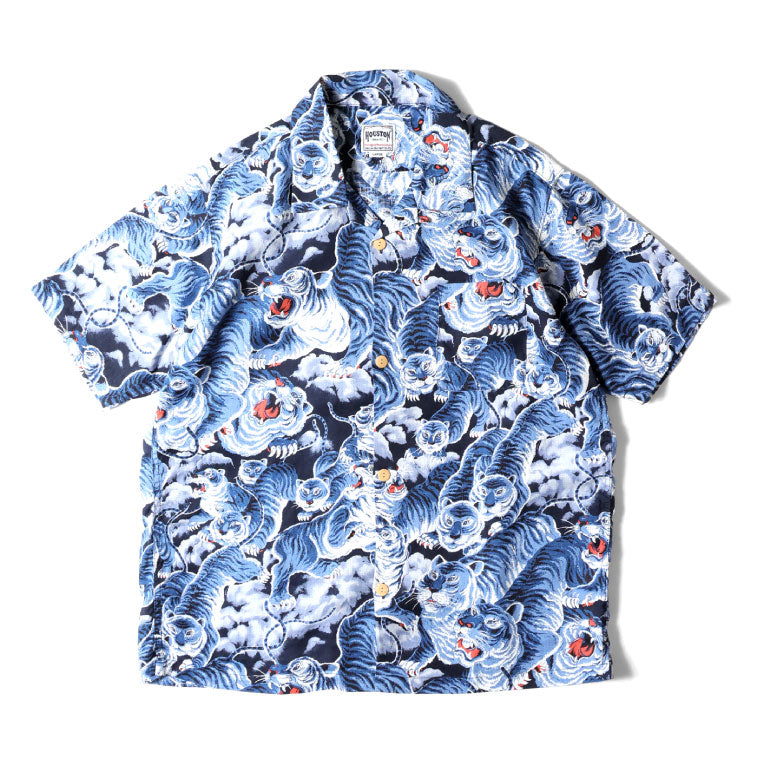 41129 LINEN ALOHA SHIRT (Momoko) - NAVY