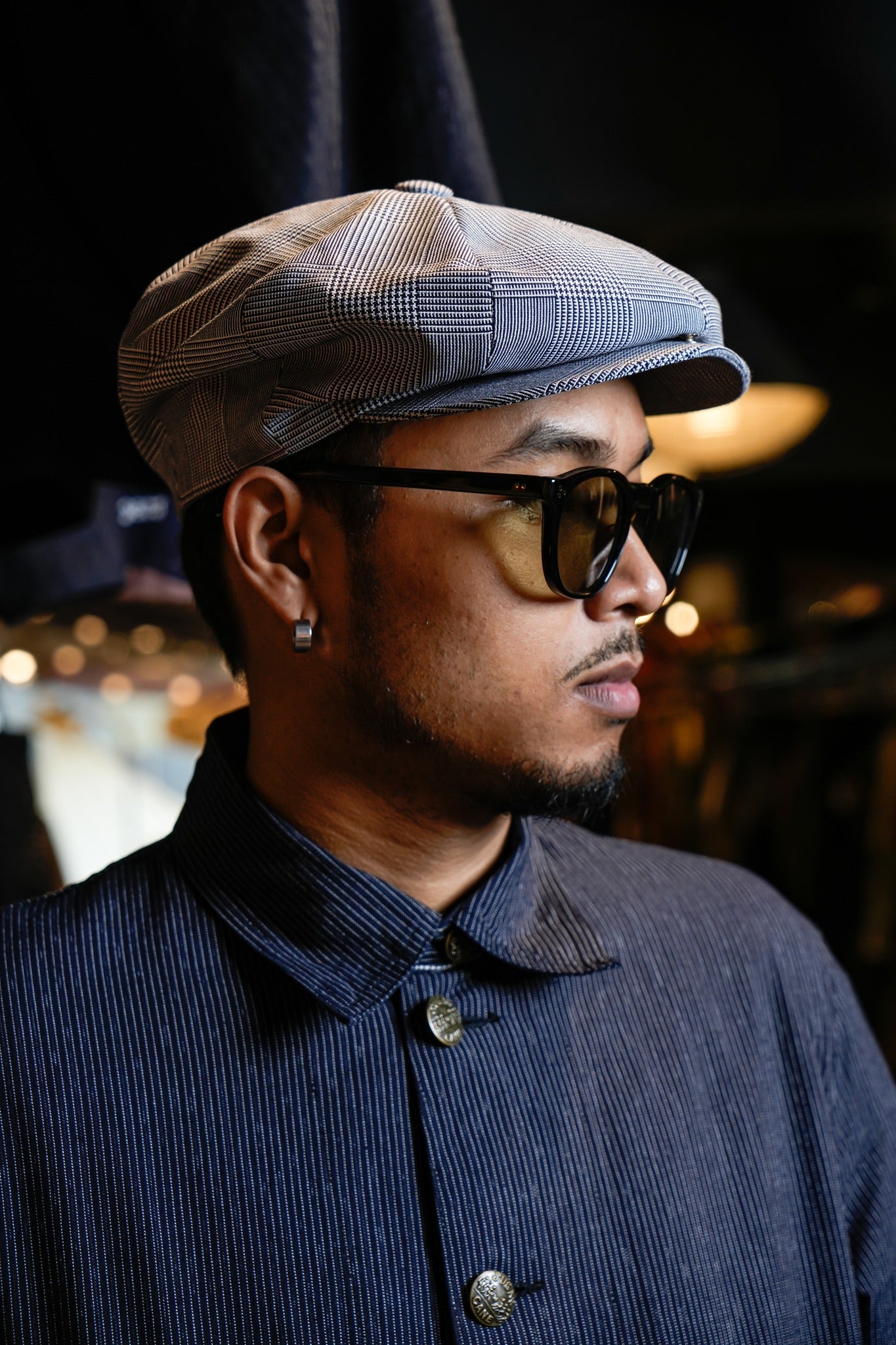 SUIT PLAID LINEN NEWSBOY - GREY